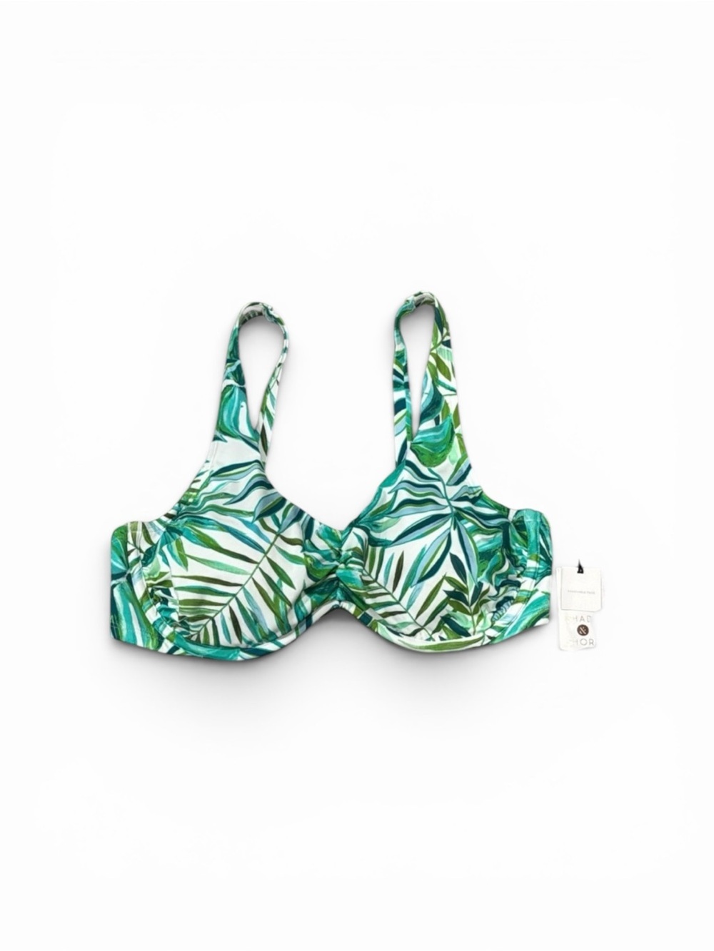 Women's Underwire Bra Bikini Bathing Suit Swim Top Shade & Shore Leaf Print 36DD